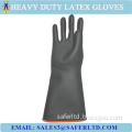 Smooth finish palm and two colors lining long black industrial latex gloves